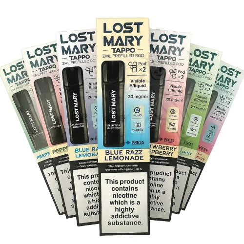 Lost Mary Tappo 2ml Prefilled Pods (20 mg) – assorted flavours, product photo on white background – Ireland