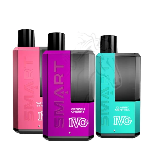 IVG Smart Vape Kits – Frozen Cherry, Watermelon Strawberry, and Classic Menthol – product photo on white background, Ireland