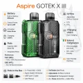 Aspire Gotek X III pod kit  800mAh battery USB-C charging and TPD compliance Ireland