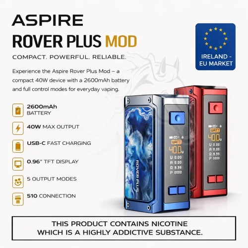 Aspire Rover Plus Mod 40W 2600mAh | Vape Device Ireland