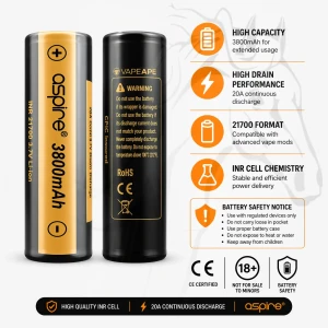 Aspire 21700 3800mAh Battery