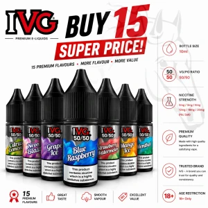 IVG 15 Pack 50/50 E-Liquids