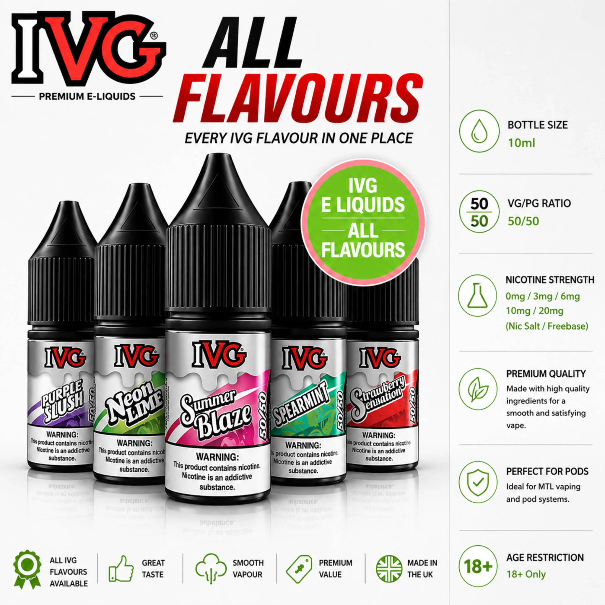 i vape great 20mg IVG 2400 4 in 1 Pod Rechargeable Vape Kit 2400 Puffs main image 1
